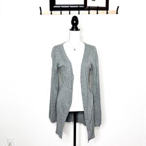 BCBG Angora Wool Blend Open Front Cardigan Size L Ultra Soft Lightweight Gray